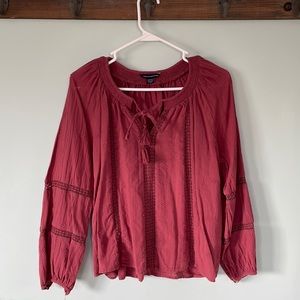 American Eagle maroon peasant top, size x-small